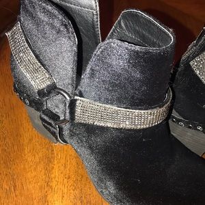 Not Rated Shoes - Not rated Velvet bootie with blingey accent Not Rated Shoes - Not rated Velvet bootie with blingey accent
